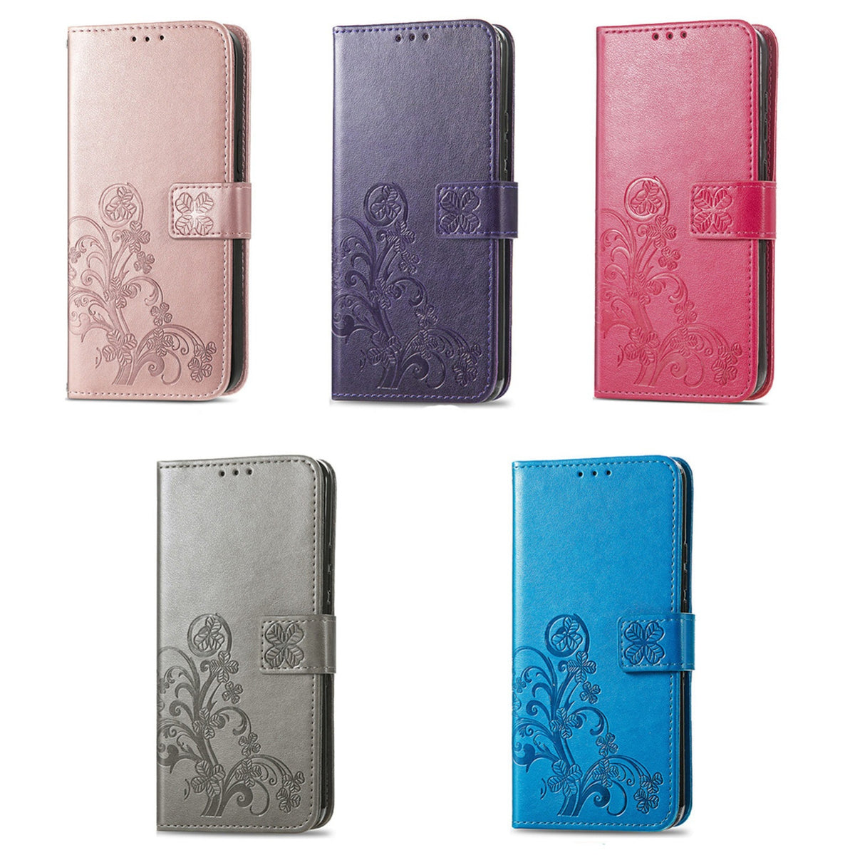 For Xiaomi Poco C95 Pro Four-leaf Clasp Embossed Buckle Leather Phone Case - Magent - SYA002304702A
