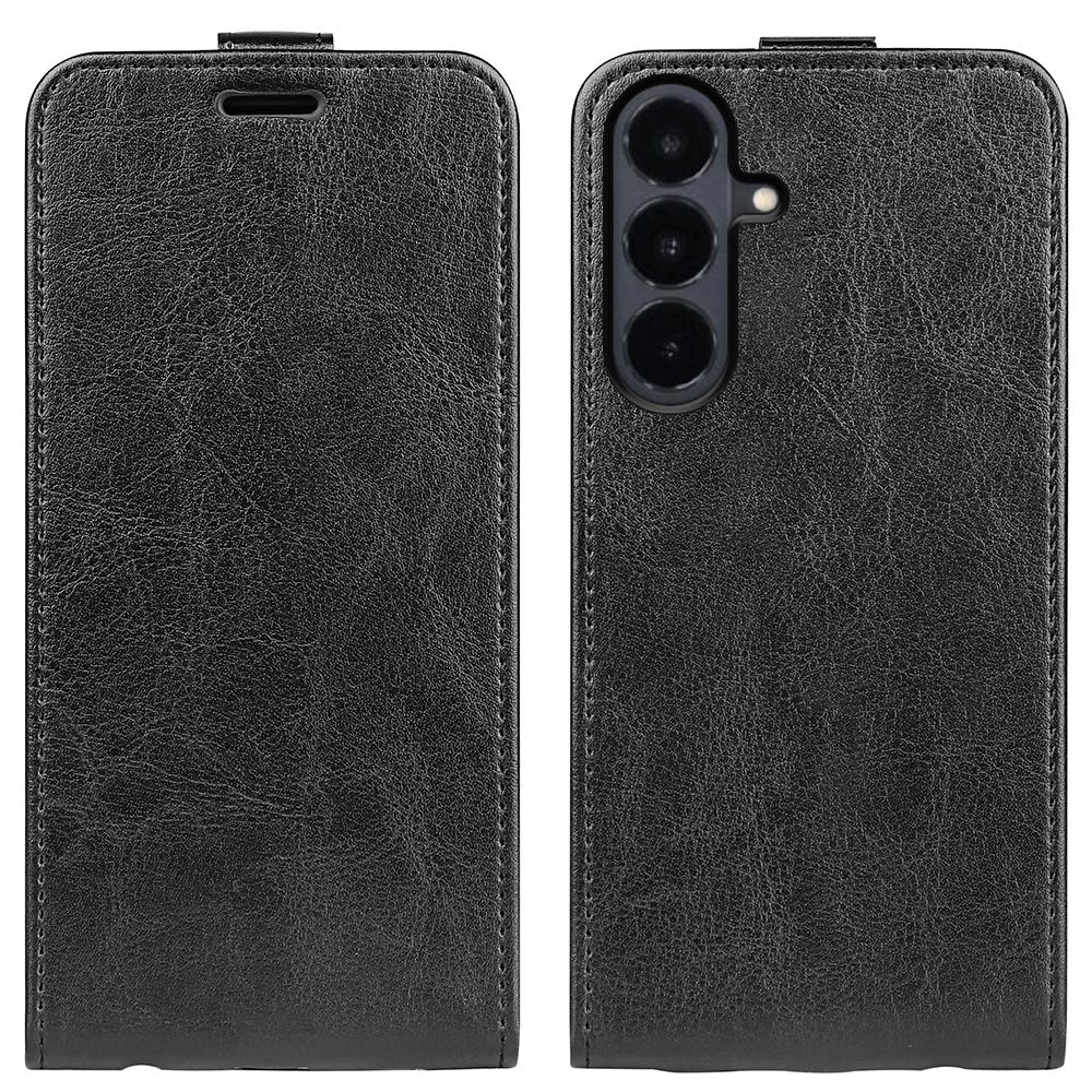 For Galaxy S26 FE 5G R64 Texture Single Vertical Flip Leather Phone Case - Black - SYA002311931A