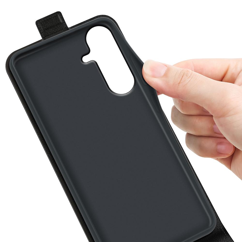 For Galaxy S26 FE 5G R64 Texture Single Vertical Flip Leather Phone Case - Black - SYA002311931A