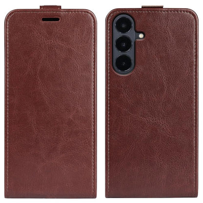 For Galaxy S26 FE 5G R64 Texture Single Vertical Flip Leather Phone Case - Brown - SYA002311931D