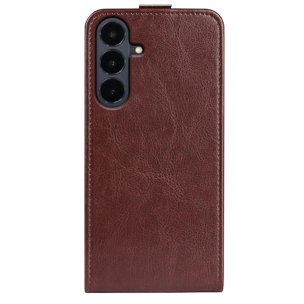 For Galaxy S26 FE 5G R64 Texture Single Vertical Flip Leather Phone Case - Brown - SYA002311931D