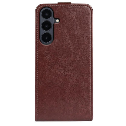 For Galaxy S26 FE 5G R64 Texture Single Vertical Flip Leather Phone Case - Brown - SYA002311931D