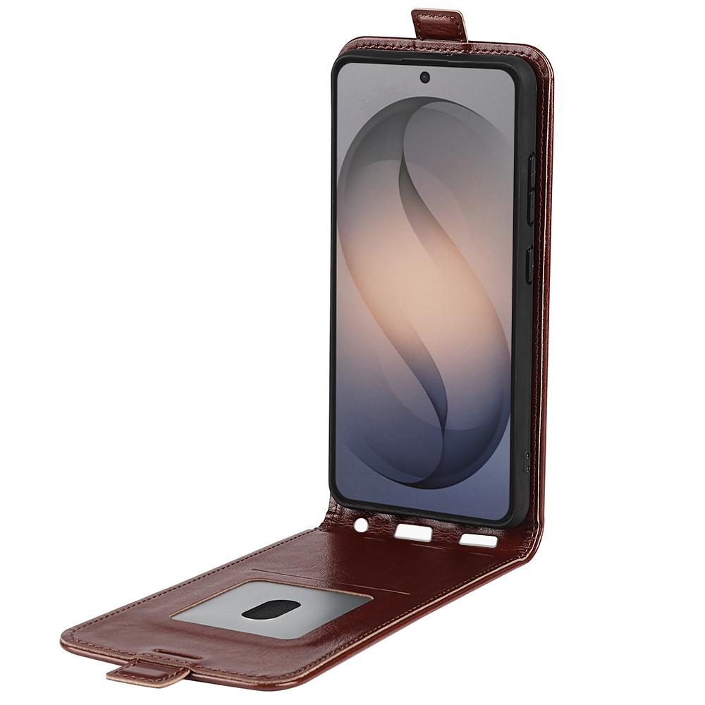 For Galaxy S26 FE 5G R64 Texture Single Vertical Flip Leather Phone Case - Brown - SYA002311931D