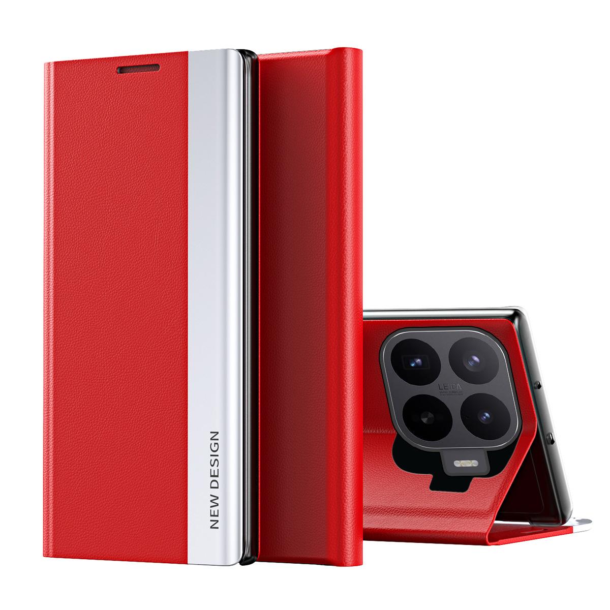 For Xiaomi 17T 5G Side Electroplated Adsorption Leather Phone Case - Red - SYA002316025D