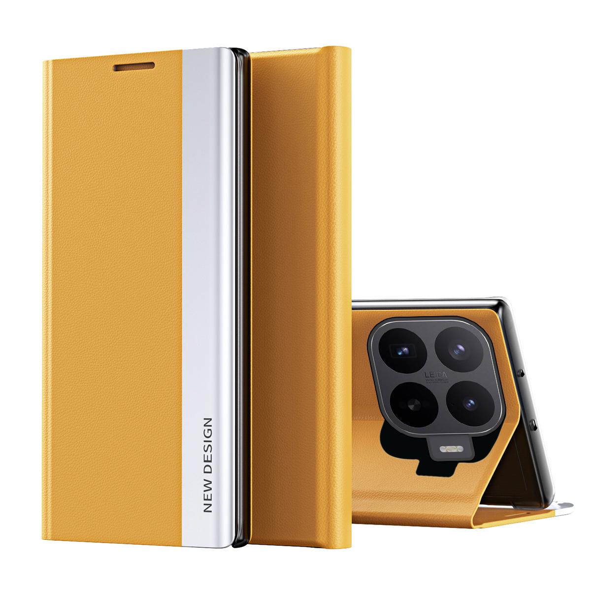 For Xiaomi 17T 5G Side Electroplated Adsorption Leather Phone Case - Yellow - SYA002316025F