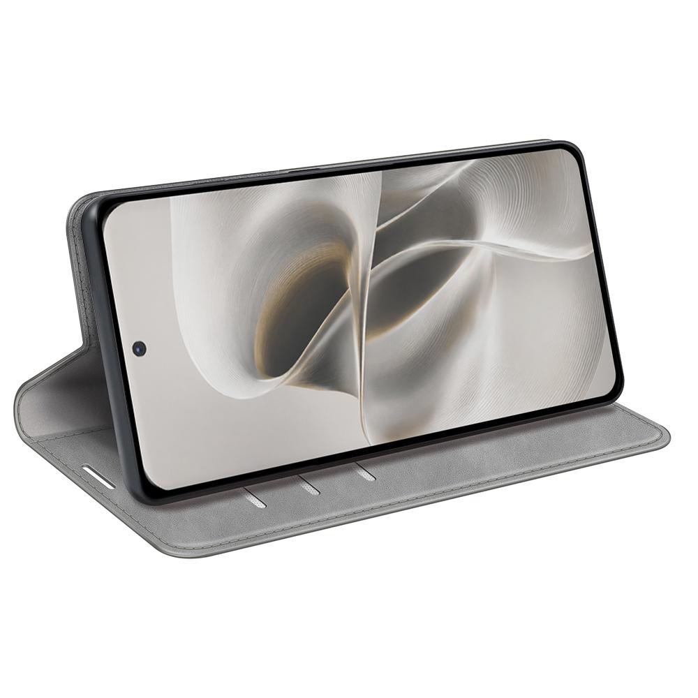 For Motorola Edge 70 Pro Retro-skin Magnetic Suction Leather Phone Case - Grey - SYA002316738B