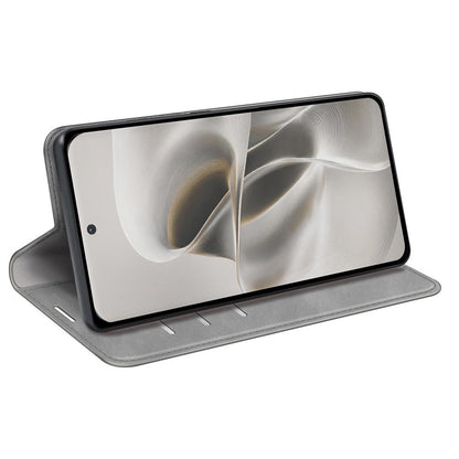 For Motorola Edge 70 Pro Retro-skin Magnetic Suction Leather Phone Case - Grey - SYA002316738B