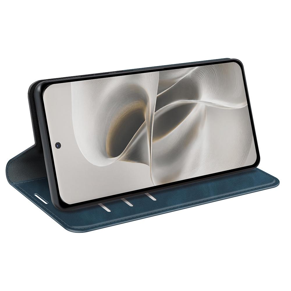 For Motorola Edge 70 Pro Retro-skin Magnetic Suction Leather Phone Case - Dark Blue - SYA002316738C