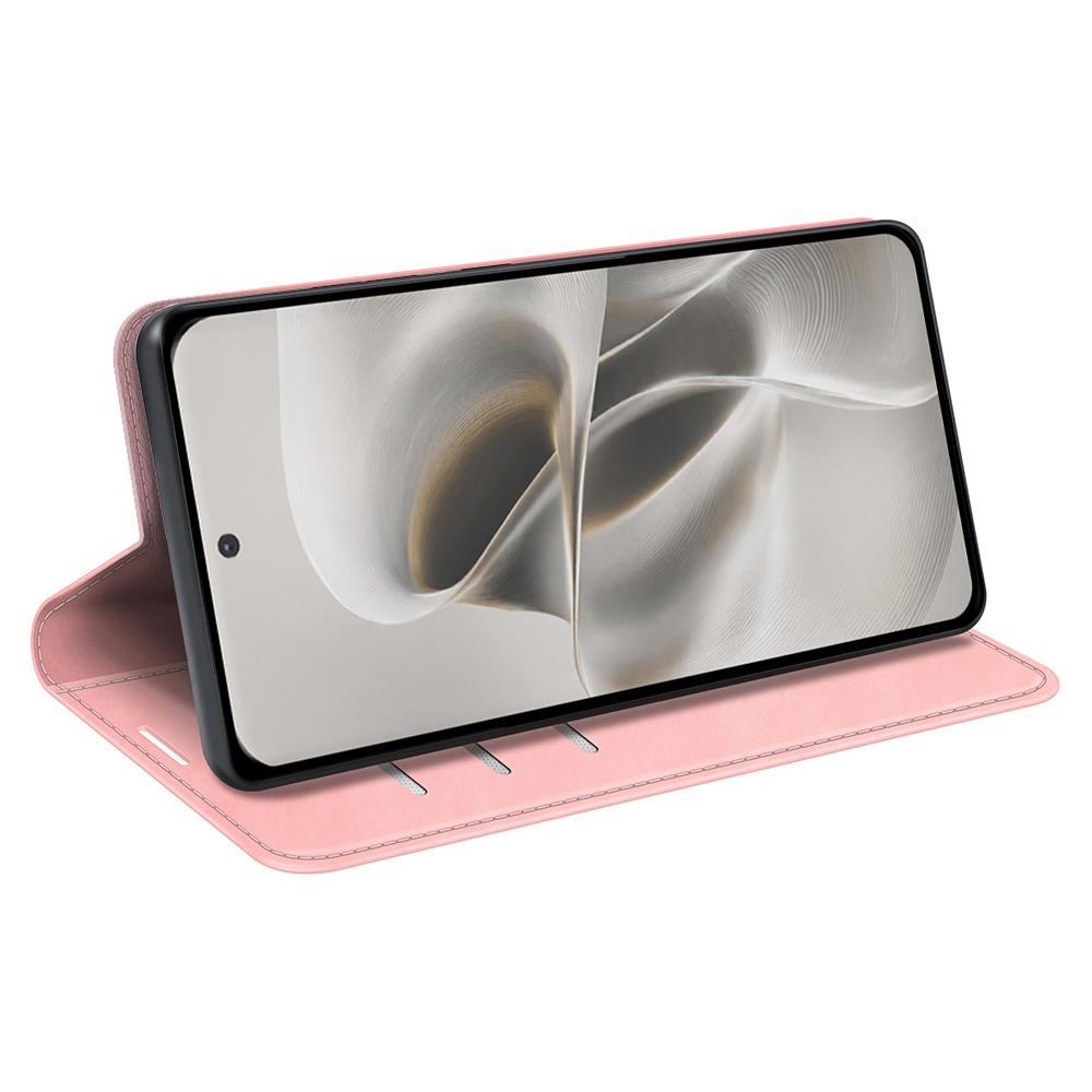 For Motorola Edge 70 Pro Retro-skin Magnetic Suction Leather Phone Case - Pink - SYA002316738D
