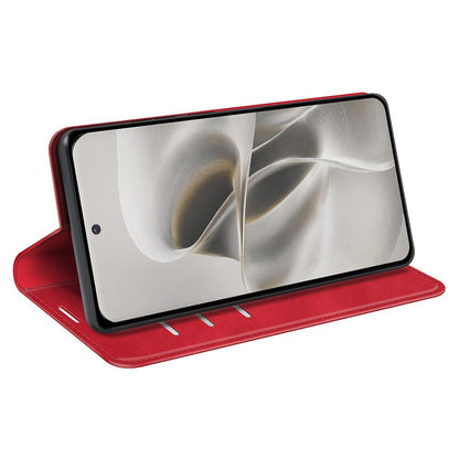 For Motorola Edge 70 Pro Retro-skin Magnetic Suction Leather Phone Case - Red - SYA002316738E