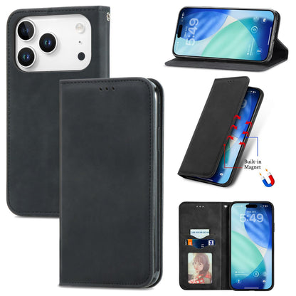 For iPhone 18 Pro Retro Skin Feel Magnetic Leather Phone Case - Black - SYA002322614A