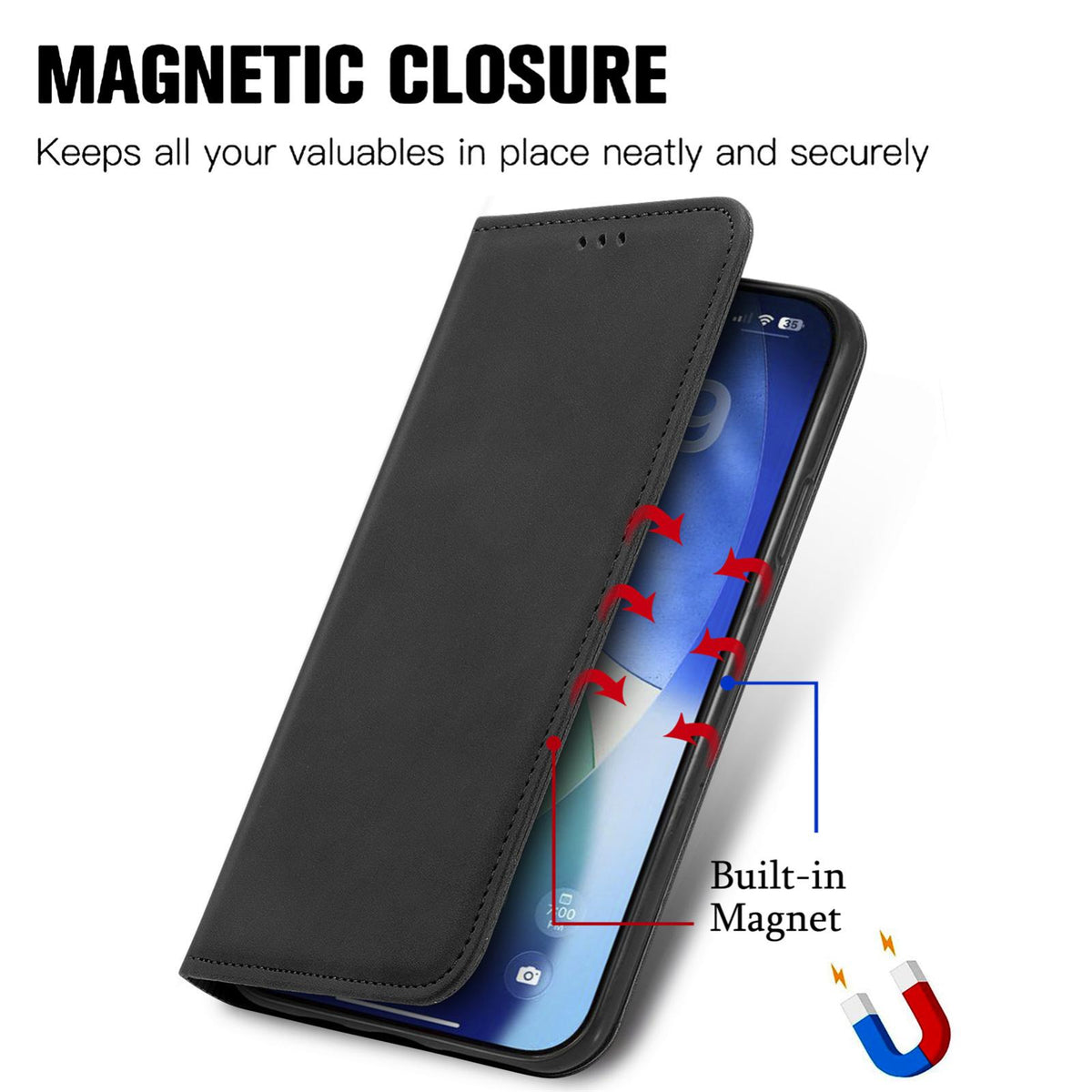 For iPhone 18 Pro Retro Skin Feel Magnetic Leather Phone Case - Black - SYA002322614A