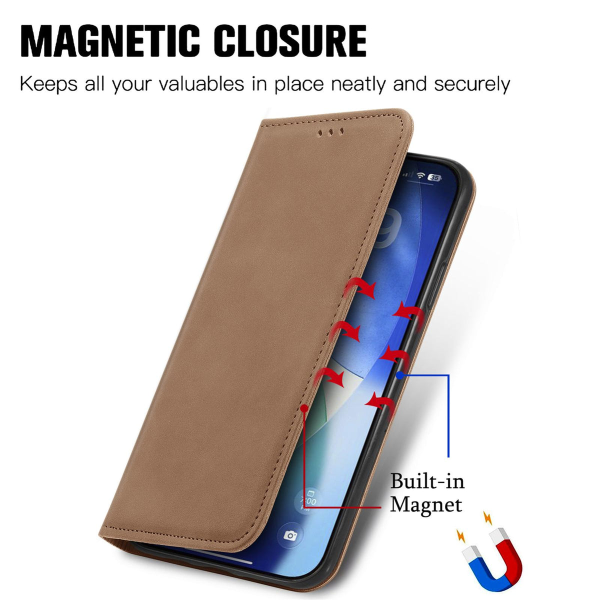 For iPhone 18 Pro Retro Skin Feel Magnetic Leather Phone Case - Brown - SYA002322614B