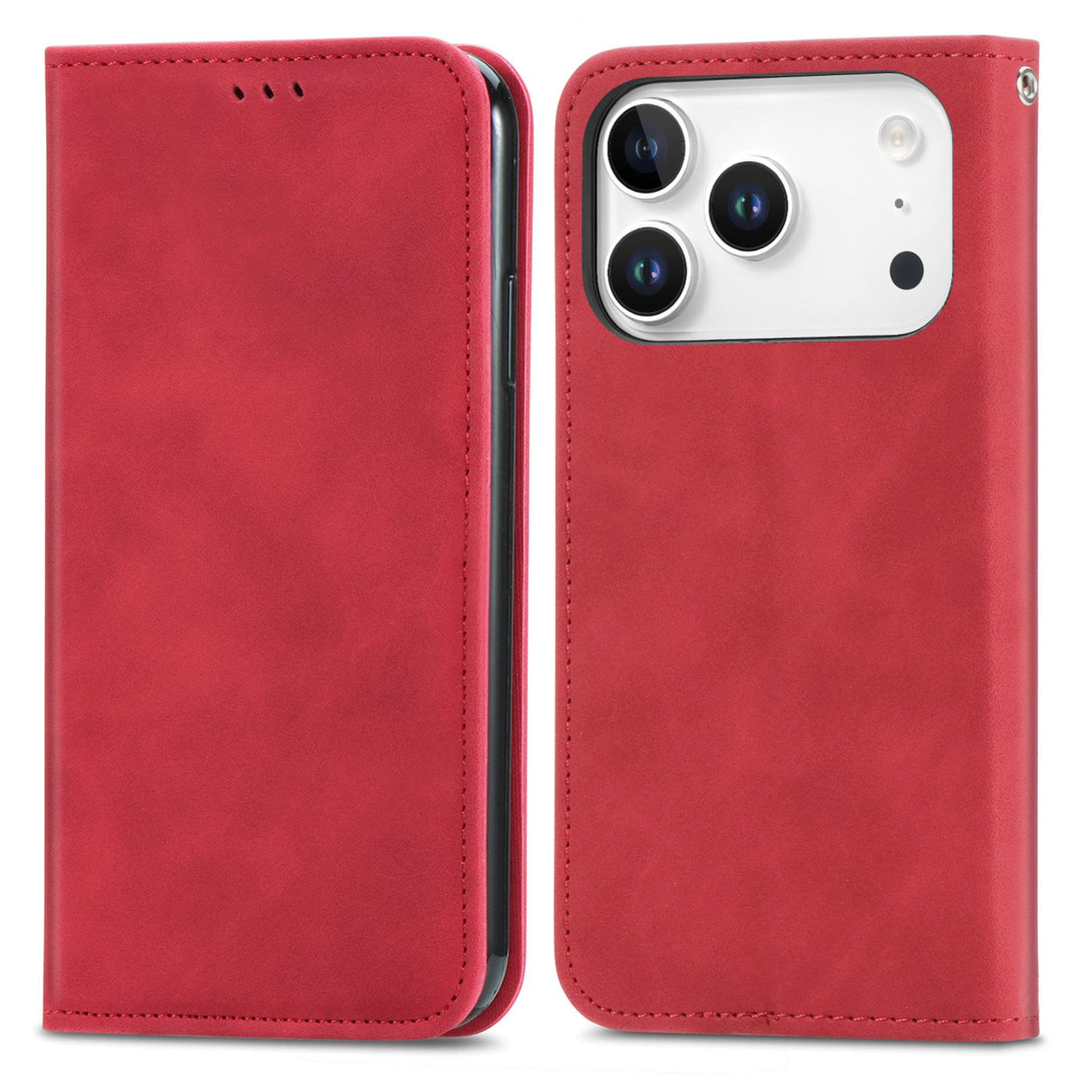 For iPhone 18 Pro Retro Skin Feel Magnetic Leather Phone Case - Red - SYA002322614C