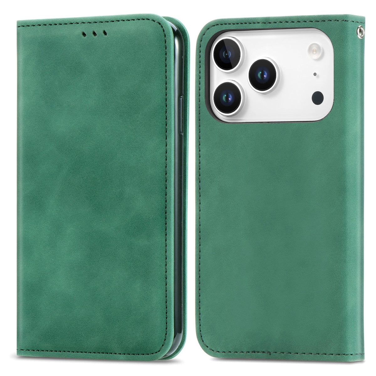 For iPhone 18 Pro Retro Skin Feel Magnetic Leather Phone Case - Green - SYA002322614D