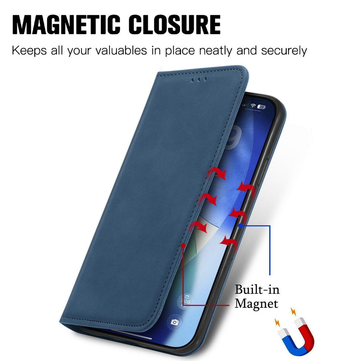 For iPhone 18 Pro Retro Skin Feel Magnetic Leather Phone Case - Blue - SYA002322614E