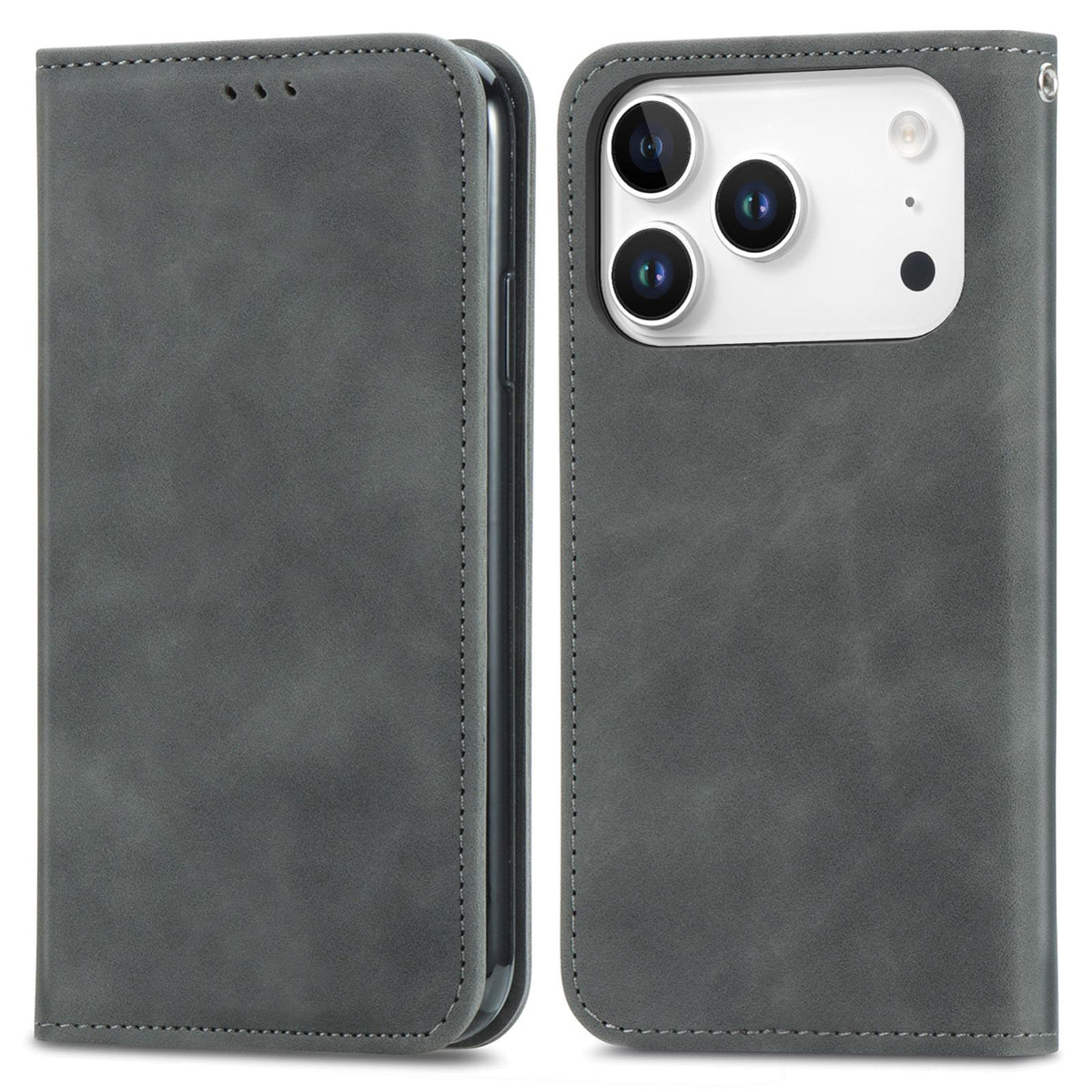 For iPhone 18 Pro Retro Skin Feel Magnetic Leather Phone Case - Gray - SYA002322614F