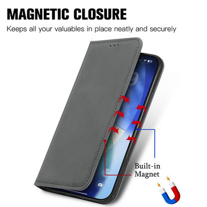For iPhone 18 Pro Retro Skin Feel Magnetic Leather Phone Case - Gray - SYA002322614F