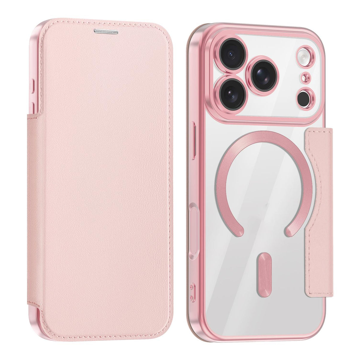For iPhone 18 Pro Shield MagSafe RFID Anti-theft Leather Phone Case - Pink - SYA002330014A