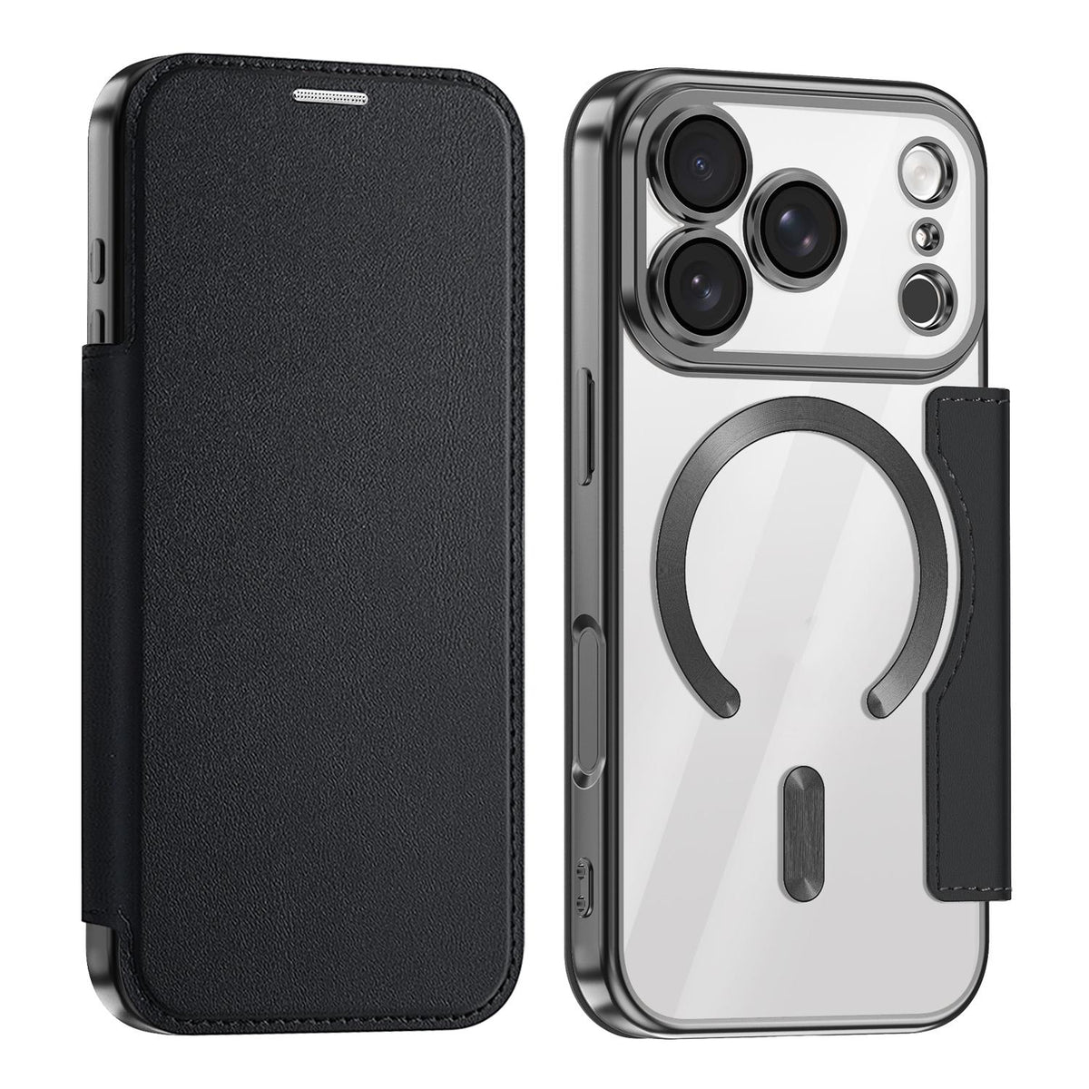 For iPhone 18 Pro Shield MagSafe RFID Anti-theft Leather Phone Case - Black - SYA002330014B