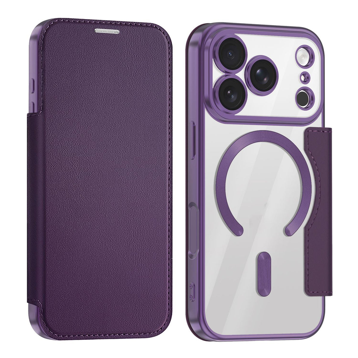 For iPhone 18 Pro Shield MagSafe RFID Anti-theft Leather Phone Case - Purple - SYA002330014D