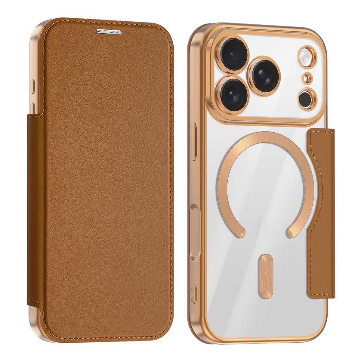 For iPhone 18 Pro Shield MagSafe RFID Anti-theft Leather Phone Case - Brown - SYA002330014F