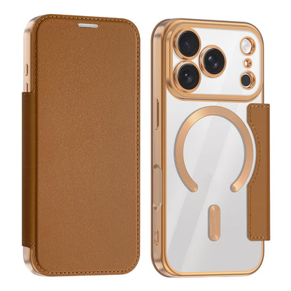 For iPhone 18 Pro Shield MagSafe RFID Anti-theft Leather Phone Case - Brown - SYA002330014F