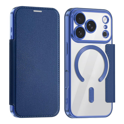 For iPhone 18 Pro Shield MagSafe RFID Anti-theft Leather Phone Case - Dark Blue - SYA002330014G