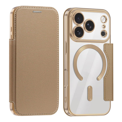 For iPhone 18 Pro Shield MagSafe RFID Anti-theft Leather Phone Case - Desert Gold - SYA002330014H