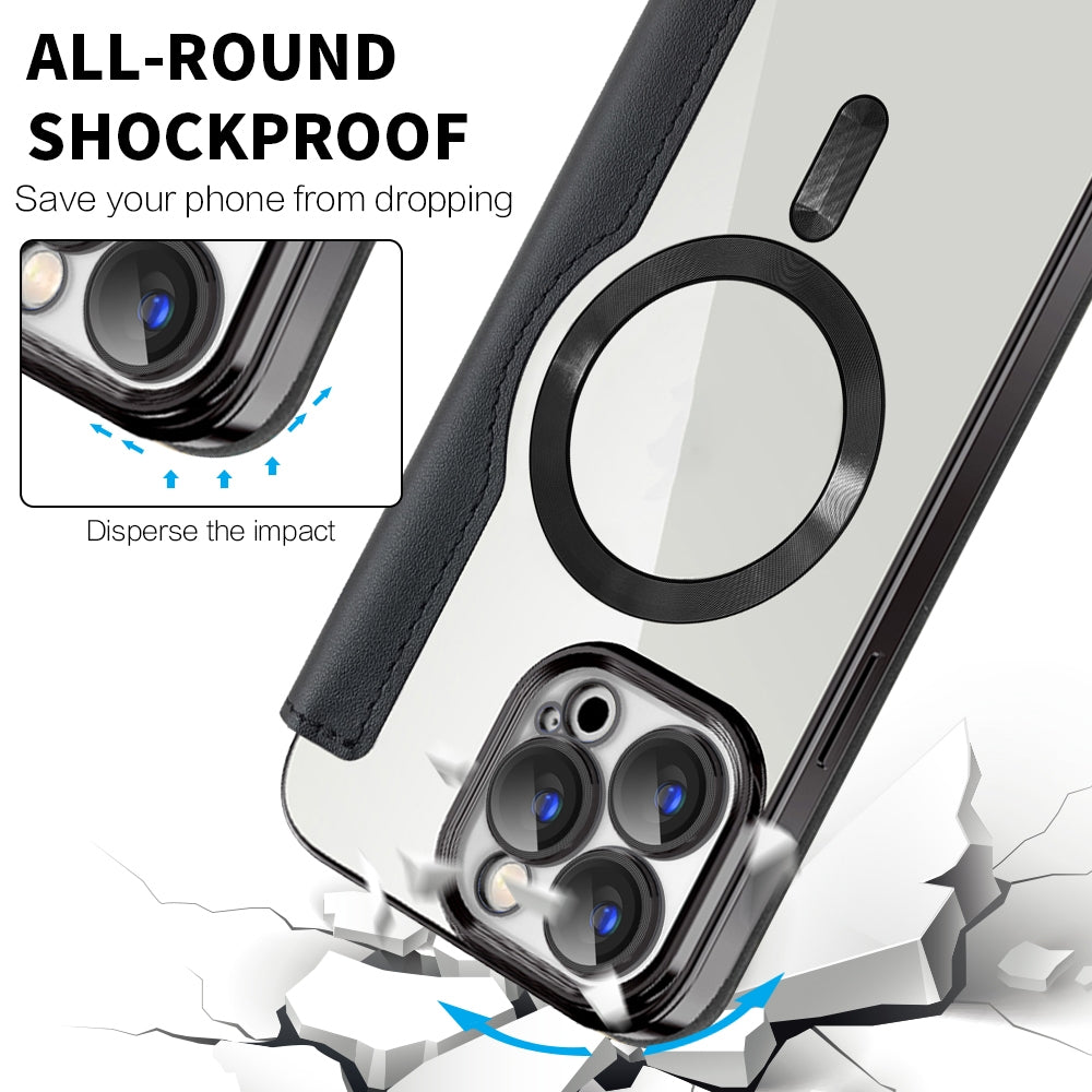 For iPhone 18 Pro Shield MagSafe RFID Anti-theft Leather Phone Case - Blue - SYA002330014C