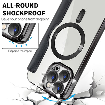 For iPhone 18 Pro Shield MagSafe RFID Anti-theft Leather Phone Case - Blue - SYA002330014C