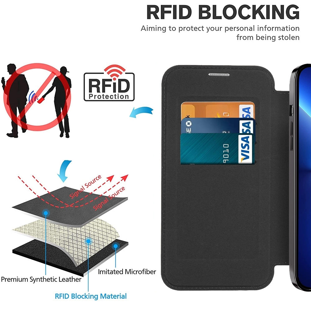 For iPhone 18 Pro Shield MagSafe RFID Anti-theft Leather Phone Case - Blue - SYA002330014C