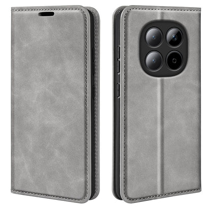 For Redmi Note 15 Pro 5G Global 163.6mm Retro-skin Magnetic Suction Leather Phone Case - Grey - SYA002359953B
