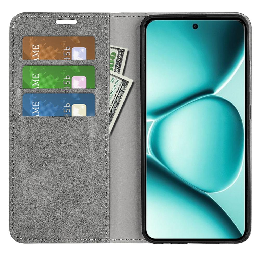 For Redmi Note 15 Pro 5G Global 163.6mm Retro-skin Magnetic Suction Leather Phone Case - Grey - SYA002359953B