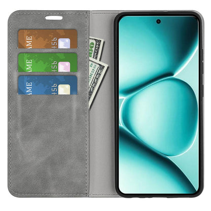 For Redmi Note 15 Pro 5G Global 163.6mm Retro-skin Magnetic Suction Leather Phone Case - Grey - SYA002359953B