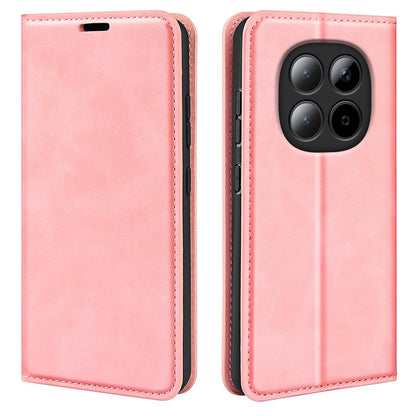 For Redmi Note 15 Pro 5G Global 163.6mm Retro-skin Magnetic Suction Leather Phone Case - Pink - SYA002359953D