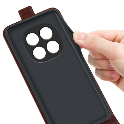 For Redmi Note 15 Pro 5G Global  163.6mm R64 Texture Single Vertical Flip Leather Phone Case - Brown - SYA002364052D