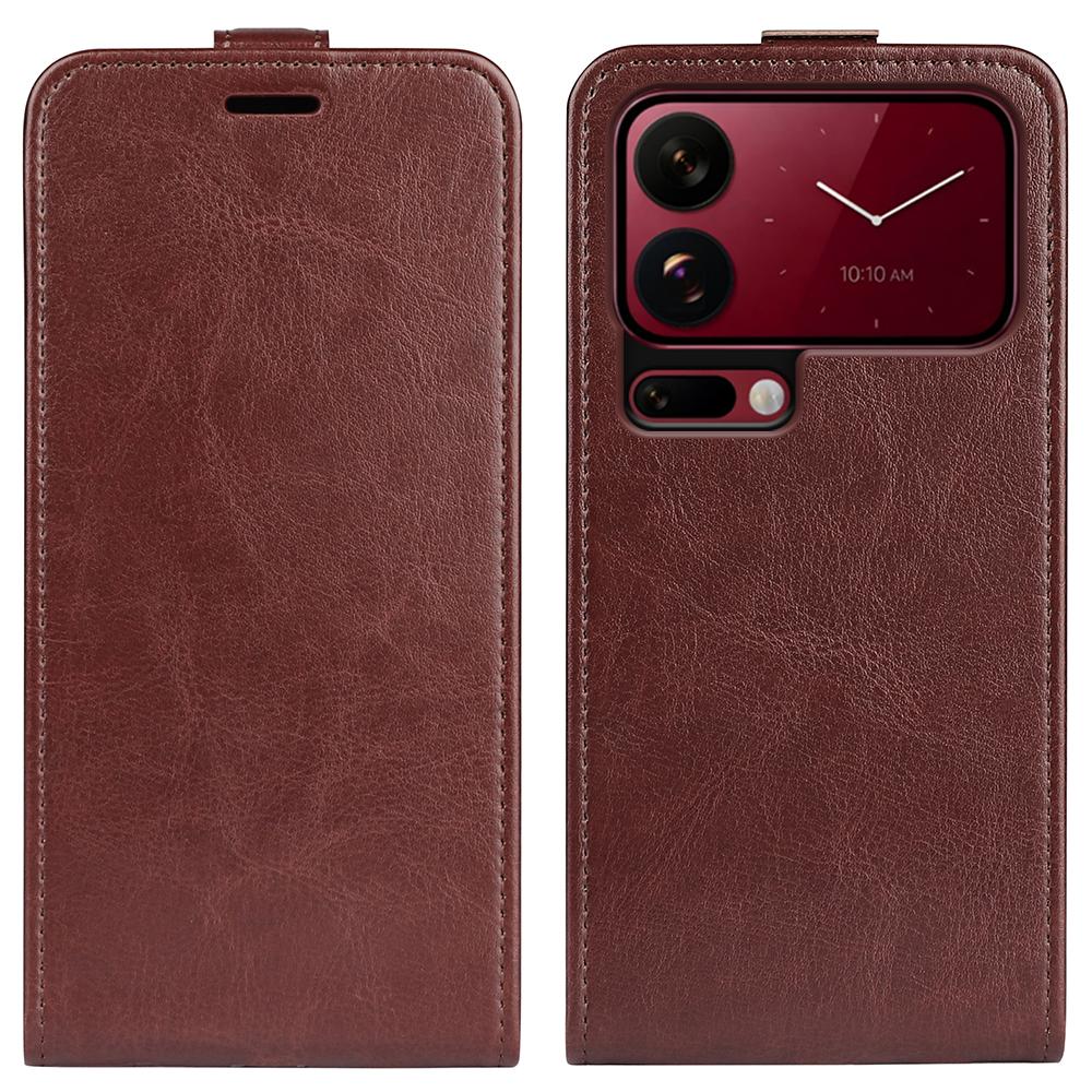 For Xiaomi 18 Pro Max 5G R64 Texture Single Vertical Flip Leather Phone Case - Brown - SYA002364055D