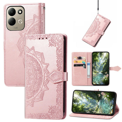 For Xiaomi Poco C95 Pro Mandala Flower Embossed Leather Phone Case - Rose Gold - SYA002382418B
