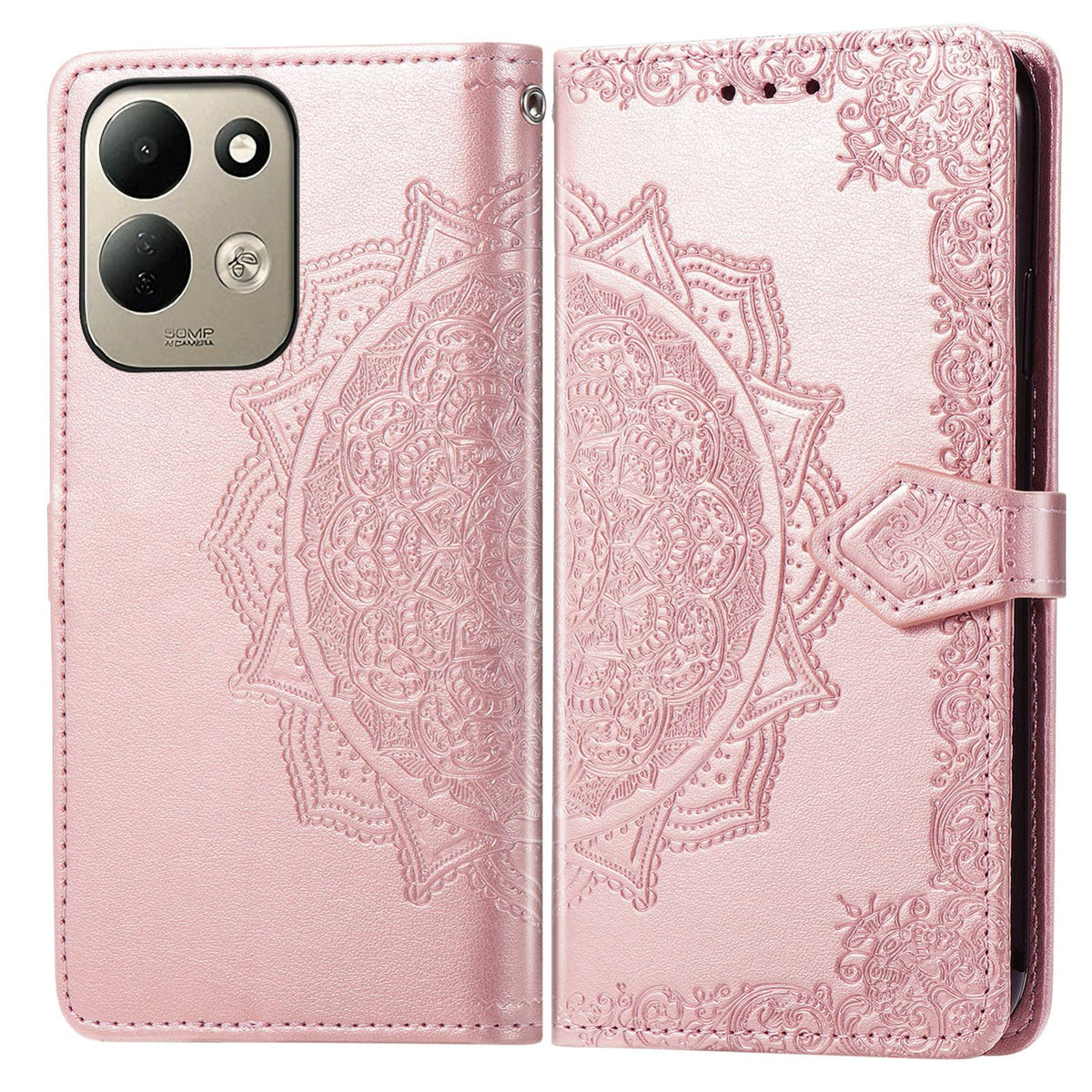 For Xiaomi Poco C95 Pro Mandala Flower Embossed Leather Phone Case - Rose Gold - SYA002382418B