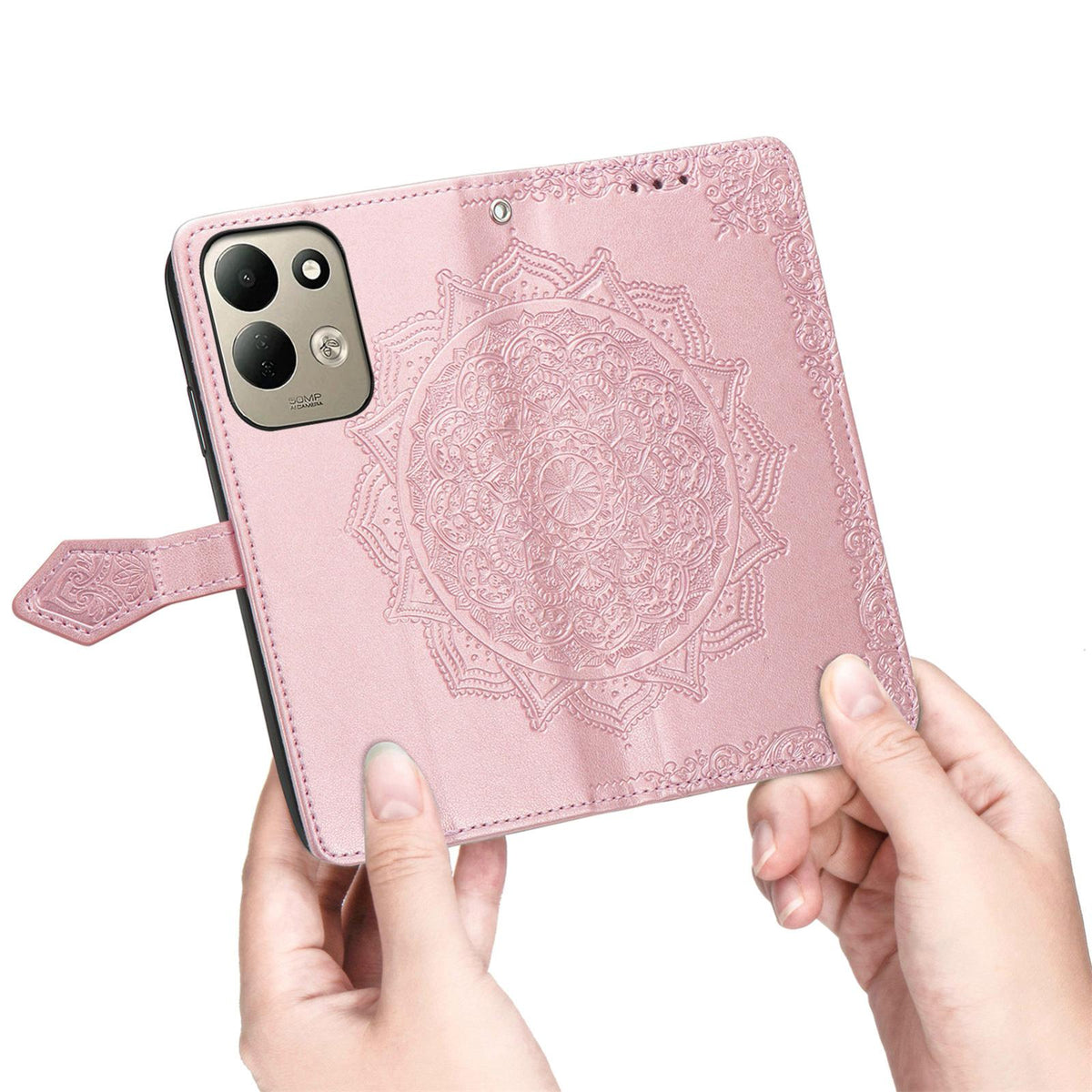 For Xiaomi Poco C95 Pro Mandala Flower Embossed Leather Phone Case - Rose Gold - SYA002382418B