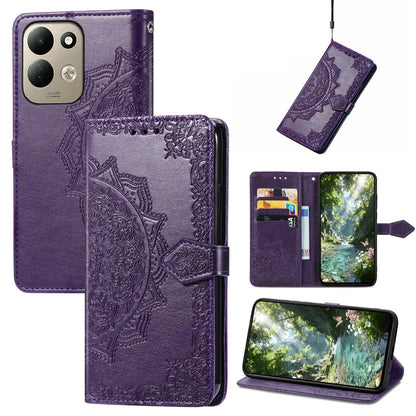 For Xiaomi Poco C95 Pro Mandala Flower Embossed Leather Phone Case - Purple - SYA002382418D