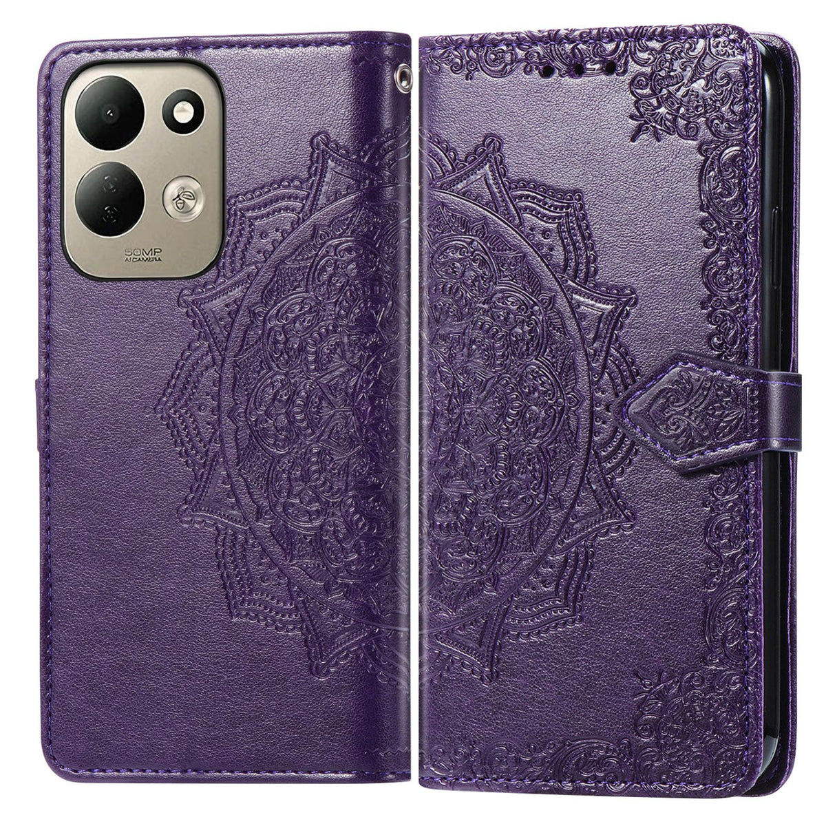 For Xiaomi Poco C95 Pro Mandala Flower Embossed Leather Phone Case - Purple - SYA002382418D