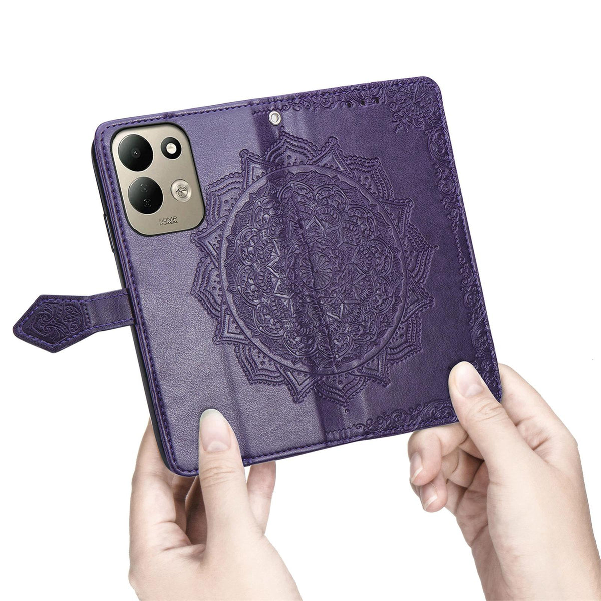 For Xiaomi Poco C95 Pro Mandala Flower Embossed Leather Phone Case - Purple - SYA002382418D