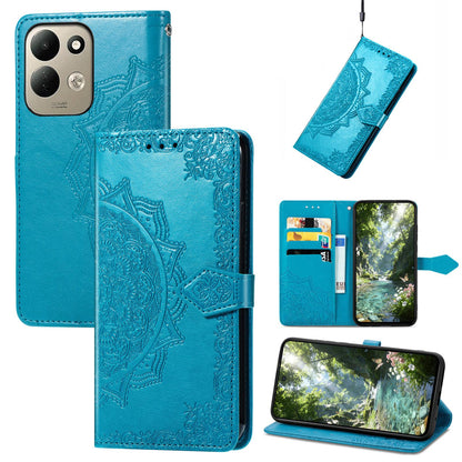 For Xiaomi Poco C95 Pro Mandala Flower Embossed Leather Phone Case - Blue - SYA002382418E