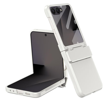 For Galaxy Z Flip8 5G Diamond Case-film Integral Hinge Shockproof Phone Case - White - SYA002386206A