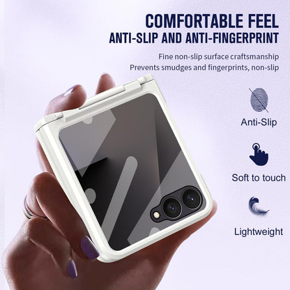 For Galaxy Z Flip8 5G Diamond Case-film Integral Hinge Shockproof Phone Case - White - SYA002386206A