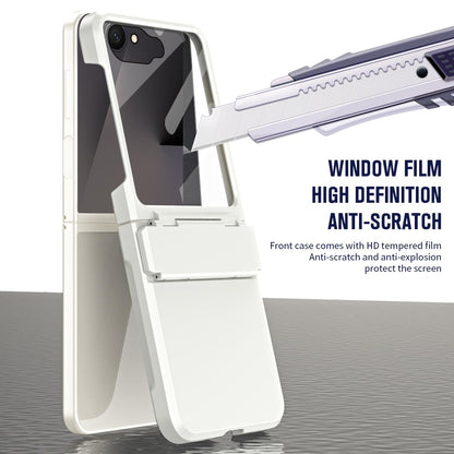 For Galaxy Z Flip8 5G Diamond Case-film Integral Hinge Shockproof Phone Case - White - SYA002386206A