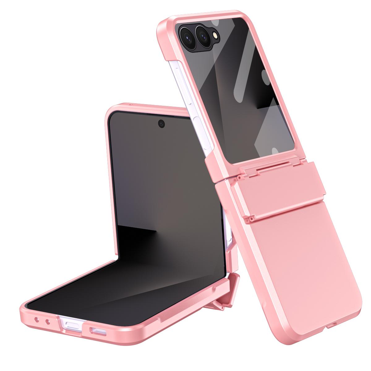 For Galaxy Z Flip8 5G Diamond Case-film Integral Hinge Shockproof Phone Case - Pink - SYA002386206B