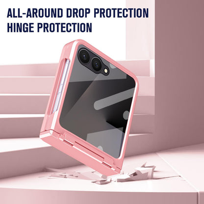 For Galaxy Z Flip8 5G Diamond Case-film Integral Hinge Shockproof Phone Case - Pink - SYA002386206B